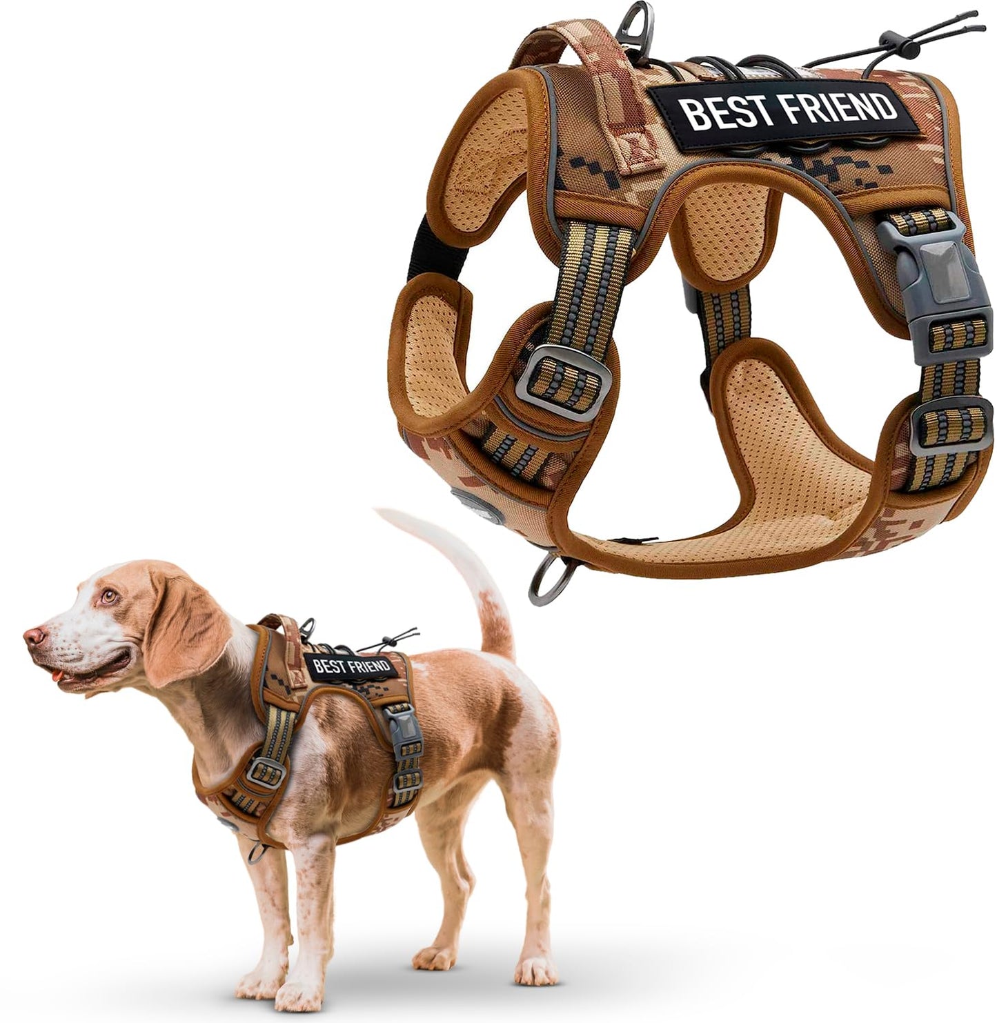 Tactical Dog Harness Desert Camouflage 900D Nylon